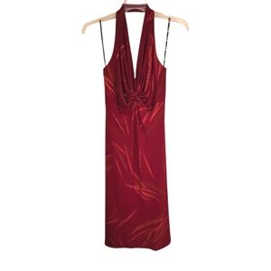 Luly K Red Halter Midi Dress, Size Medium